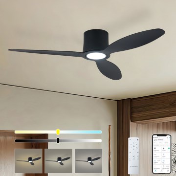 ZEVENTI - LED stropni ventilator s prigušivanjem VENTORA LED/24W/230V 3000/4000/6000K Wi-Fi Tuya crna + daljinski upravljač