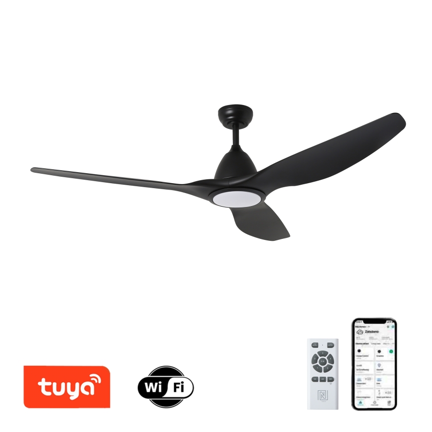 ZEVENTI - LED Prigušivi stropni ventilator URBINO LED/20W/230V 3000-6000K Wi-Fi Tuya crna + daljinski upravljač