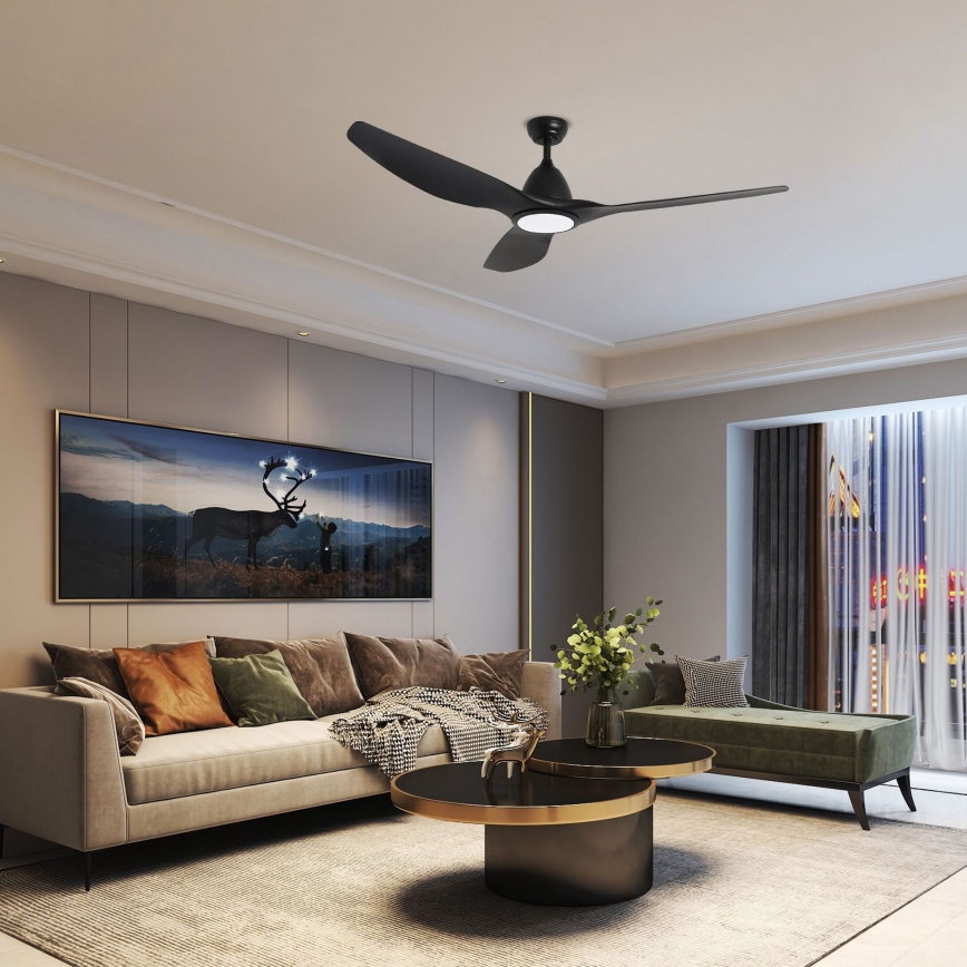 ZEVENTI - LED Prigušivi stropni ventilator URBINO LED/20W/230V 3000-6000K Wi-Fi Tuya crna + daljinski upravljač