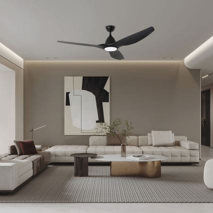 ZEVENTI - LED Prigušivi stropni ventilator URBINO LED/20W/230V 3000-6000K Wi-Fi Tuya crna + daljinski upravljač