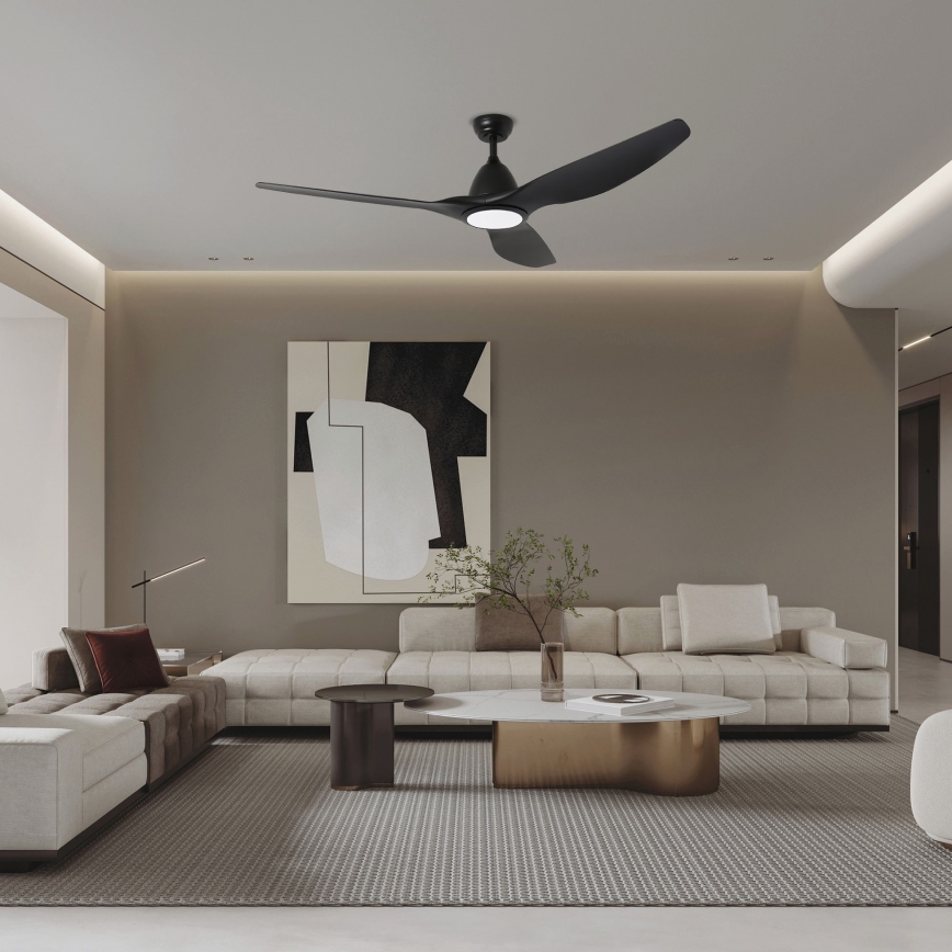 ZEVENTI - LED Prigušivi stropni ventilator URBINO LED/20W/230V 3000-6000K Wi-Fi Tuya crna + daljinski upravljač