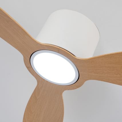 ZEVENTI - LED stropni ventilator VENTORA s mogućnošću prigušivanja LED/24W/230V 3000/4000/6000K Wi-Fi Tuya bijela/hrast + daljinski upravljač