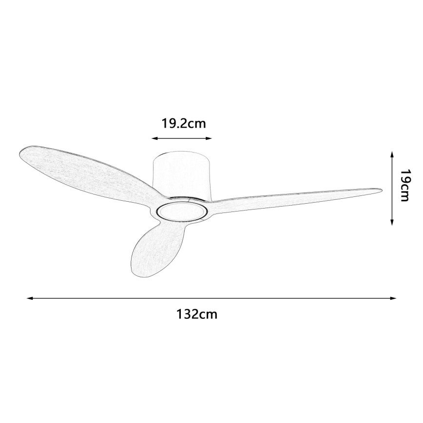 ZEVENTI - LED stropni ventilator VENTORA s mogućnošću prigušivanja LED/24W/230V 3000/4000/6000K Wi-Fi Tuya bijela/hrast + daljinski upravljač