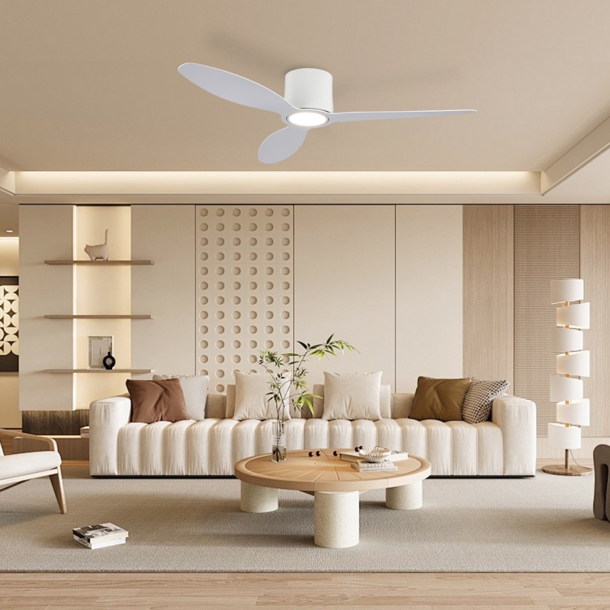 ZEVENTI - LED prigušivi stropni ventilator VENTORA LED/24W/230V 3000/4000/6000K Wi-Fi Tuya bijela + daljinski upravljač