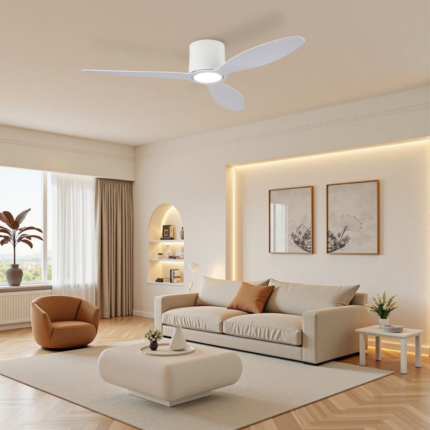 ZEVENTI - LED prigušivi stropni ventilator VENTORA LED/24W/230V 3000/4000/6000K Wi-Fi Tuya bijela + daljinski upravljač