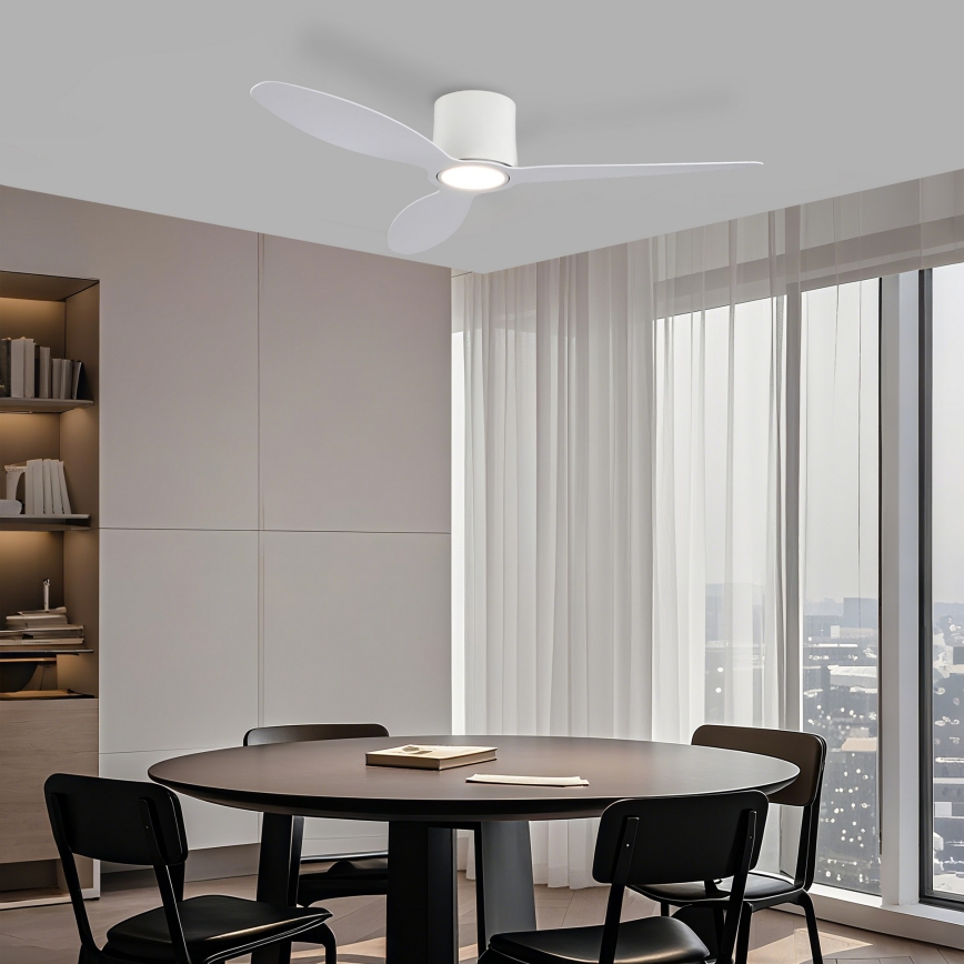 ZEVENTI - LED prigušivi stropni ventilator VENTORA LED/24W/230V 3000/4000/6000K Wi-Fi Tuya bijela + daljinski upravljač