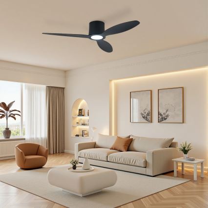 ZEVENTI - LED stropni ventilator s prigušivanjem VENTORA LED/24W/230V 3000/4000/6000K Wi-Fi Tuya crna + daljinski upravljač