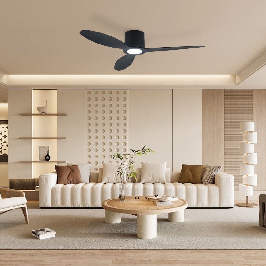 ZEVENTI - LED stropni ventilator s mogućnošću prigušivanja VENTORA LED/24W/230V 3000/4000/6000K Wi-Fi Tuya crna + daljinski upravljač