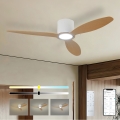 ZEVENTI - LED stropni ventilator VENTORA s mogućnošću prigušivanja LED/24W/230V 3000/4000/6000K Wi-Fi Tuya bijela/hrast + daljinski upravljač