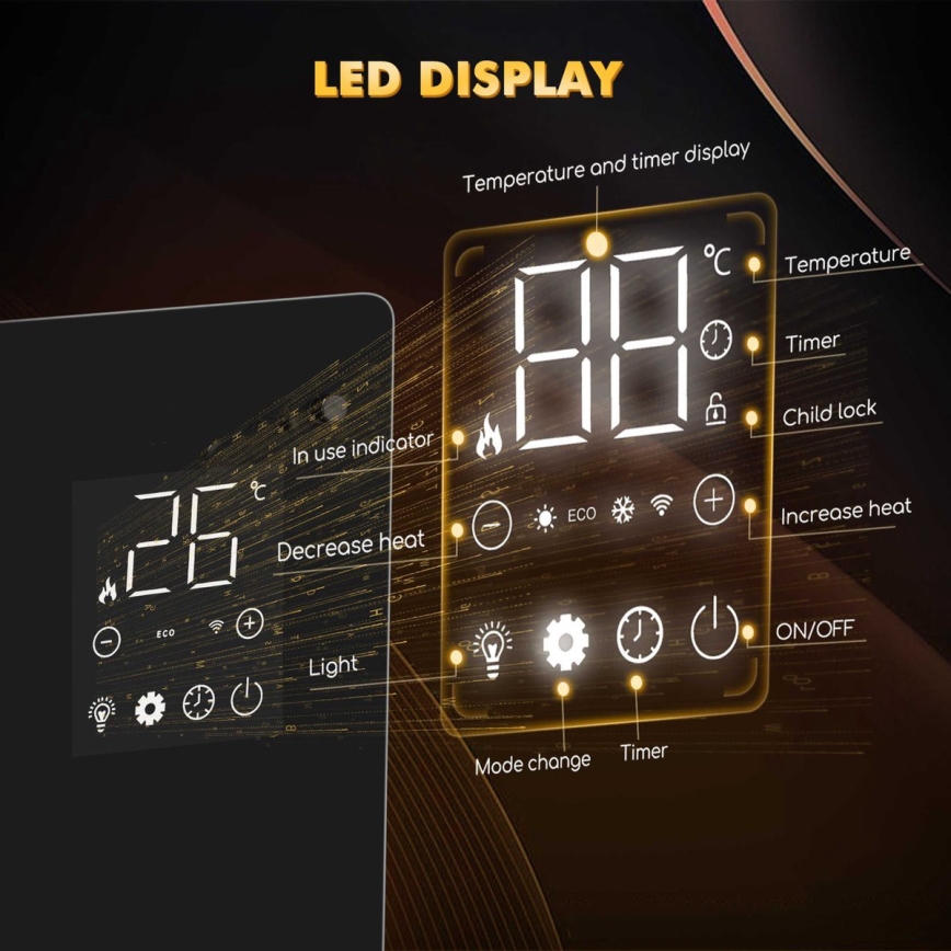 ZEVENTI - Pametni električni grijač/konvektor s LCD zaslonom ECO/1000/2000W/230V Wi-Fi bijela