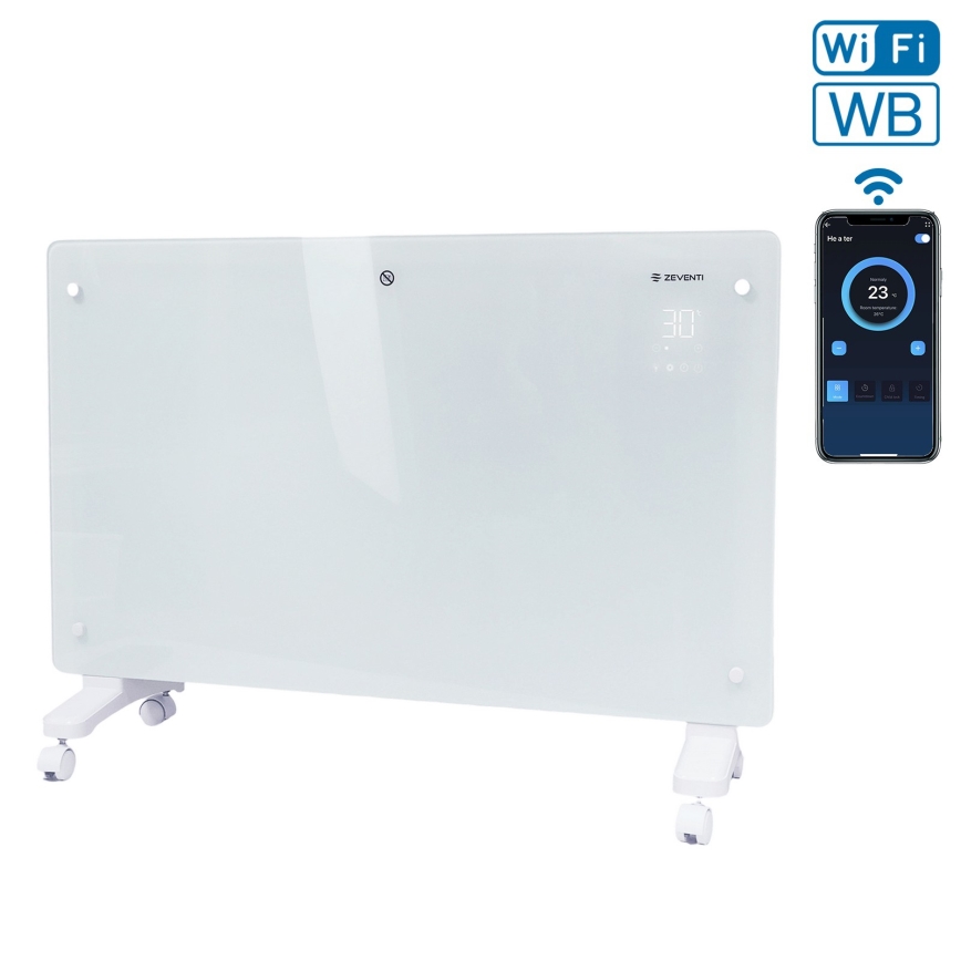 ZEVENTI - Pametni električni grijač/konvektor s LCD zaslonom ECO/1000/2000W/230V Wi-Fi bijela