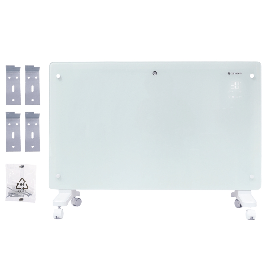 ZEVENTI - Pametni električni grijač/konvektor s LCD zaslonom ECO/1000/2000W/230V Wi-Fi bijela