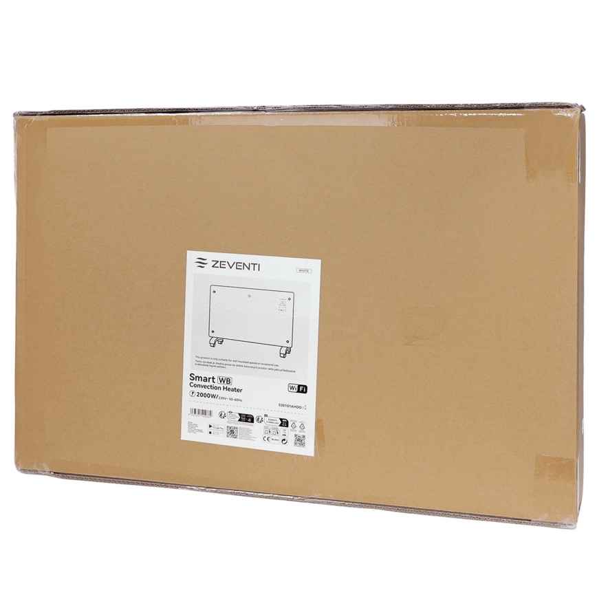 ZEVENTI - Pametni električni grijač/konvektor s LCD zaslonom ECO/1000/2000W/230V Wi-Fi bijela