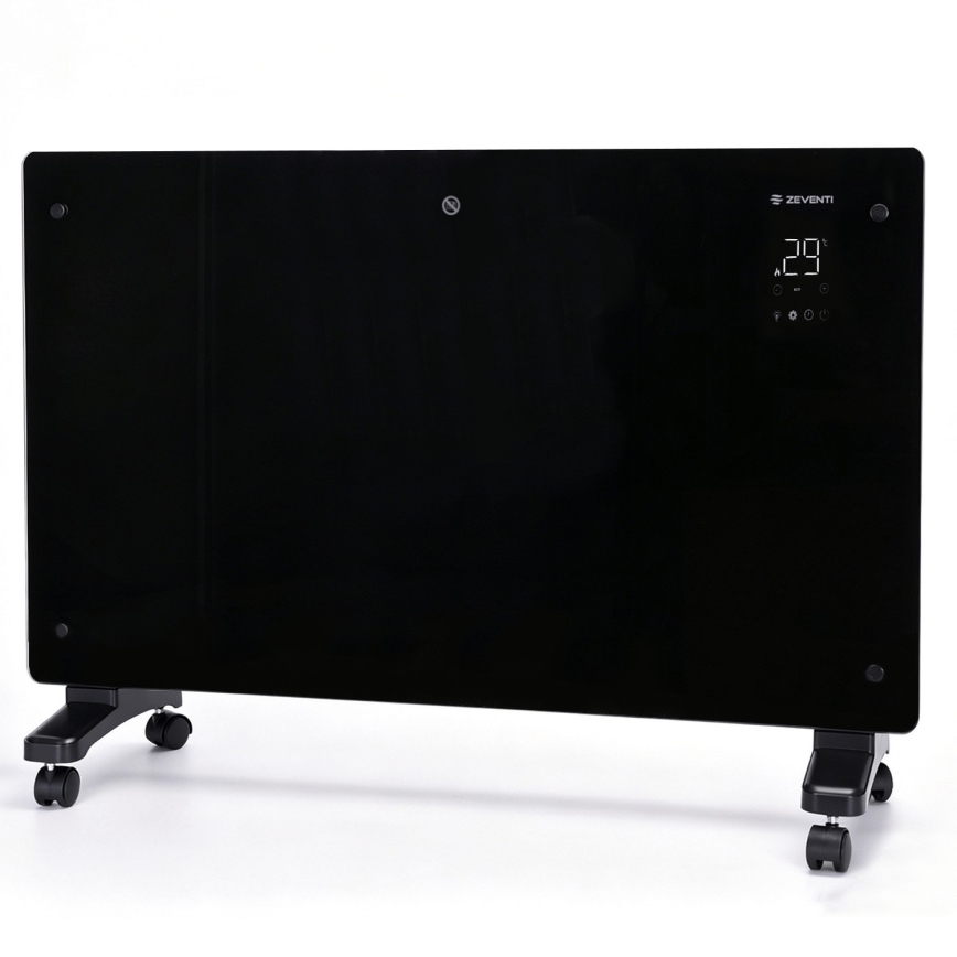 ZEVENTI - Pametni električni grijač/konvektor s LCD zaslonom ECO/1000/2000W/230V Wi-Fi crna