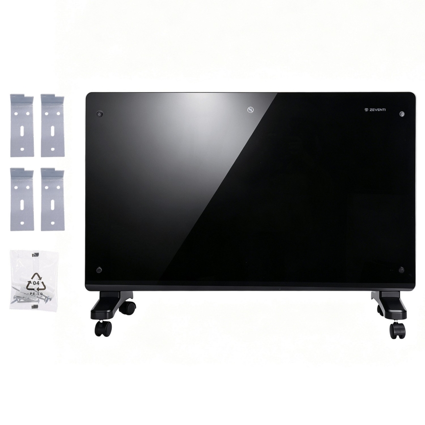 ZEVENTI - Pametni električni grijač/konvektor s LCD zaslonom ECO/1000/2000W/230V Wi-Fi crna