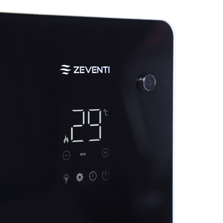 ZEVENTI - Pametni električni grijač/konvektor s LCD zaslonom ECO/1000/2000W/230V Wi-Fi crna