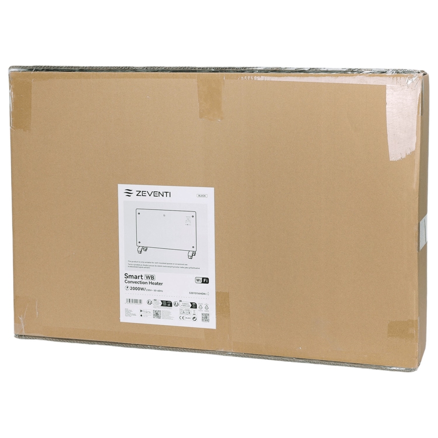 ZEVENTI - Pametni električni grijač/konvektor s LCD zaslonom ECO/1000/2000W/230V Wi-Fi crna