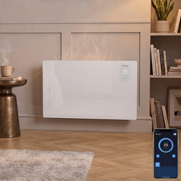 ZEVENTI - Pametni zidni električni grijač/konvektor s LCD zaslonom 1000/2000W/230V Wi-Fi bijela