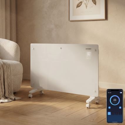ZEVENTI - Pametan zidni električni grijač/konvektor s LCD zaslonom 1000/2000W/230V Wi-Fi bijela