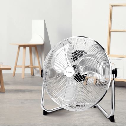 ZEVENTI - Podni ventilator FLOW 60W/230V 44,5 cm sjajni krom