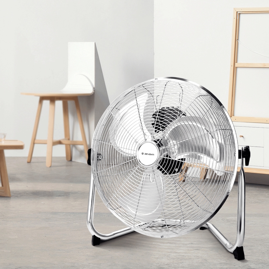 ZEVENTI - Podni ventilator FLOW 60W/230V 44,5 cm sjajni krom
