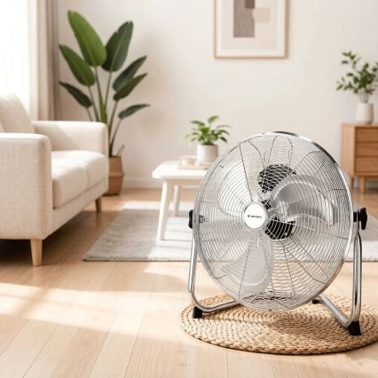 ZEVENTI - Podni ventilator FLOW 60W/230V 44,5 cm sjajni krom
