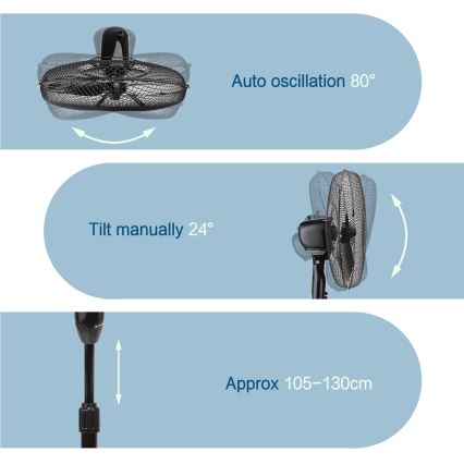 ZEVENTI - Stajaći ventilator FLOW 40W/230V crni