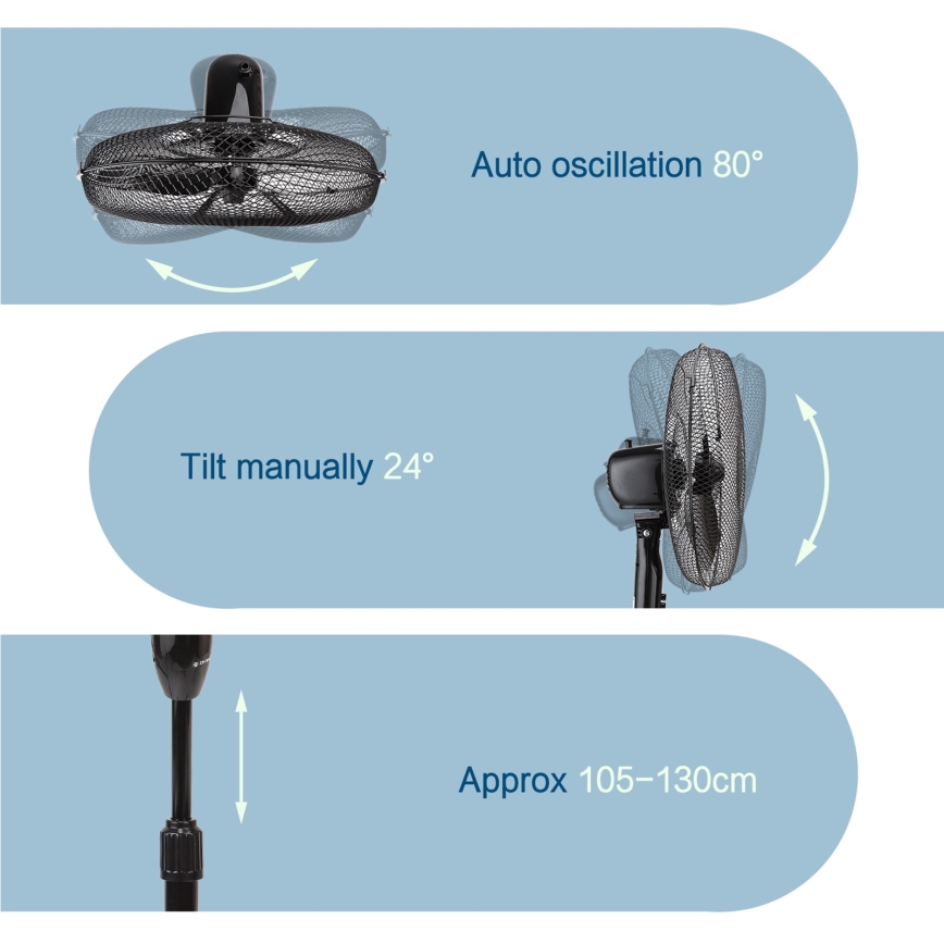 ZEVENTI - Stajaći ventilator FLOW 40W/230V crni