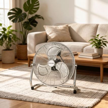 ZEVENTI - Podni ventilator FLOW 100W/230V Ø 54 cm sjajni krom