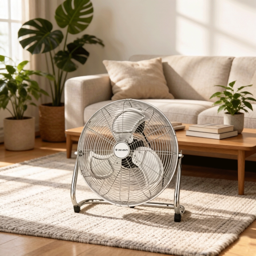 ZEVENTI - Podni ventilator FLOW 100W/230V Ø 54 cm sjajni krom