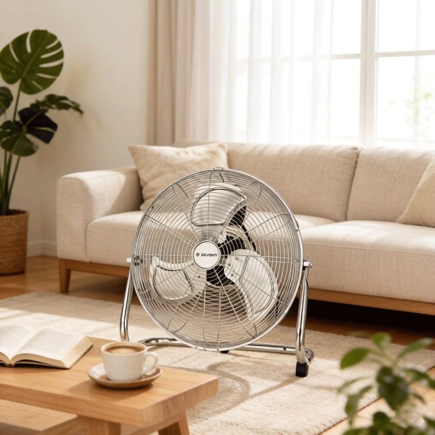 ZEVENTI - Podni ventilator FLOW 100W/230V Ø 54 cm sjajni krom