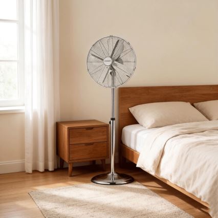 ZEVENTI - Stojeći ventilator FLOW 50W/230V 125 cm sjajni krom