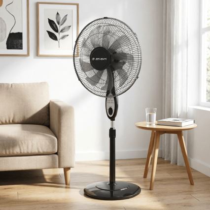 ZEVENTI - Stajaći ventilator FLOW 55W/230V 130 cm crne boje + daljinski upravljač