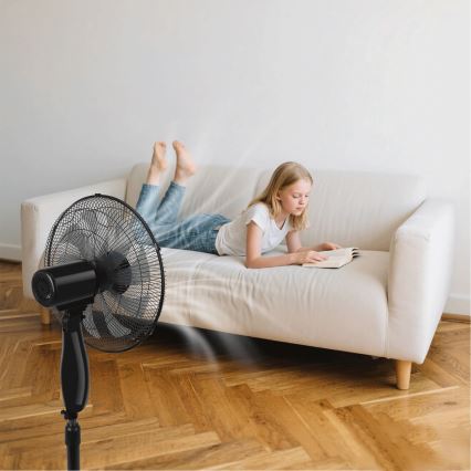 ZEVENTI - Stajaći ventilator FLOW 55W/230V 130 cm crne boje + daljinski upravljač