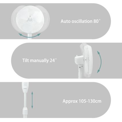 ZEVENTI - Stojeći ventilator FLOW 45W/230V 120 cm bijeli