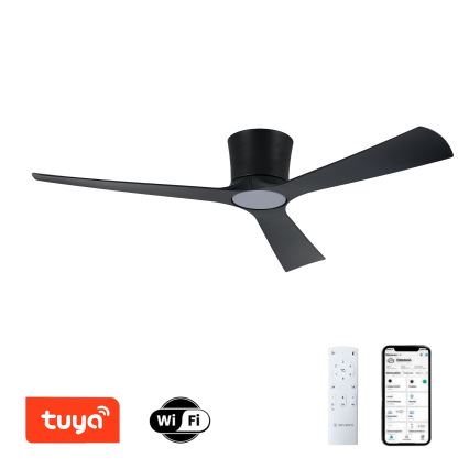 ZEVENTI - LED prigušivi stropni ventilator AUREX LED/24W/230V 3000/4000/6000K Wi-Fi Tuya crna + daljinski upravljač