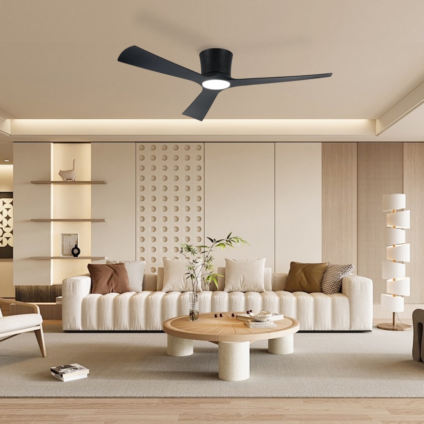ZEVENTI - LED prigušivi stropni ventilator AUREX LED/24W/230V 3000/4000/6000K Wi-Fi Tuya crna + daljinski upravljač