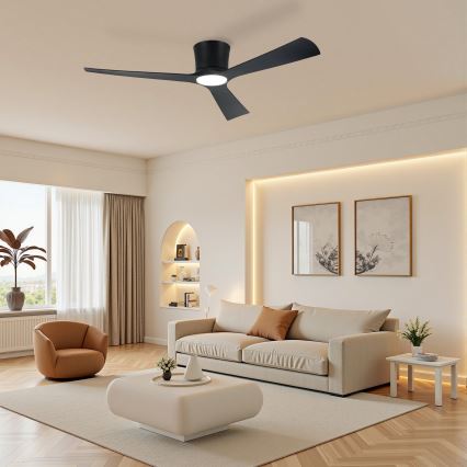 ZEVENTI - LED prigušivi stropni ventilator AUREX LED/24W/230V 3000/4000/6000K Wi-Fi Tuya crna + daljinski upravljač