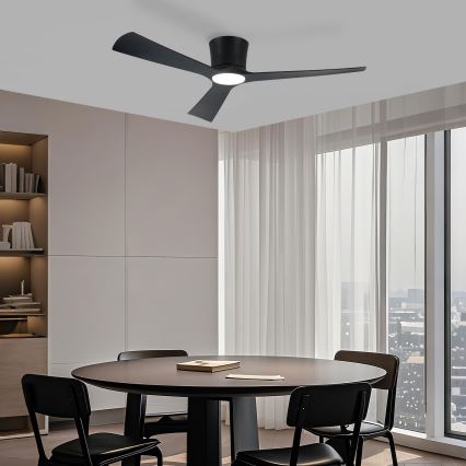 ZEVENTI - LED prigušivi stropni ventilator AUREX LED/24W/230V 3000/4000/6000K Wi-Fi Tuya crna + daljinski upravljač