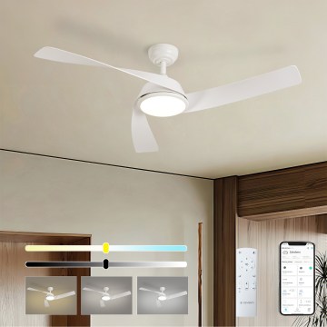 ZEVENTI - Stropni ventilator AERYS s prigušivom LED/24W/230V 3000/4000/6000K Wi-Fi Tuya bijeli + daljinski upravljač
