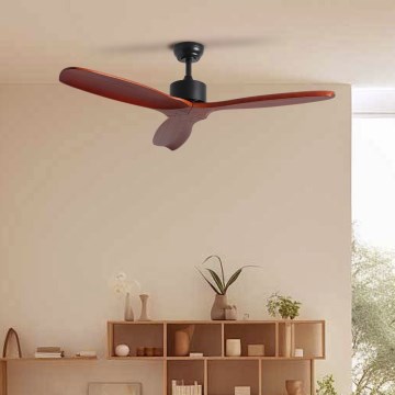 ZEVENTI - Stropni ventilator CUENCA Wi-Fi Tuya crna/hrast + daljinski upravljač