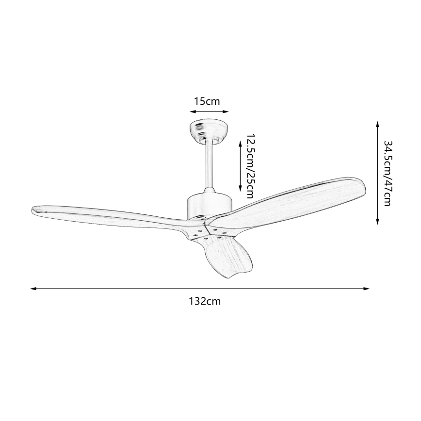 ZEVENTI - Stropni ventilator CUENCA Wi-Fi Tuya, crna/hrast, s daljinskim upravljačem