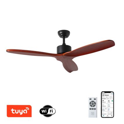 ZEVENTI - Stropni ventilator CUENCA Wi-Fi Tuya crna/hrast + daljinski upravljač