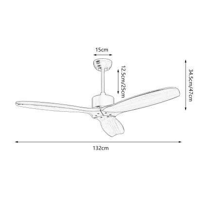 ZEVENTI - Stropni ventilator CUENCA Wi-Fi Tuya crna/hrast + daljinski upravljač