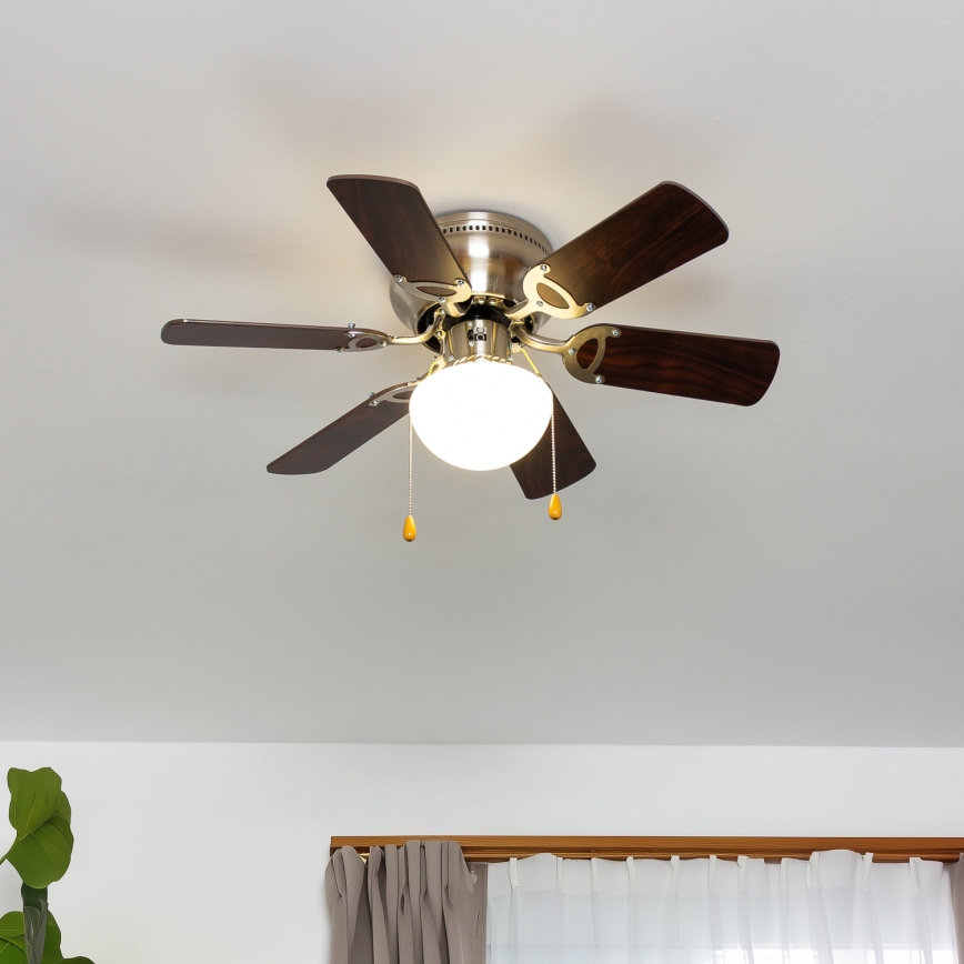 ZEVENTI - Stropni ventilator GALDANA 1xE27/60W/230V smeđa/bež