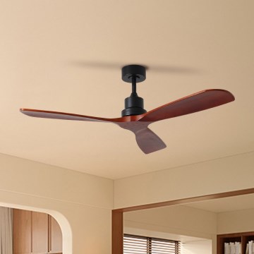 ZEVENTI - Stropni ventilator LIONI Wi-Fi Tuya crna/hrast + daljinski upravljač
