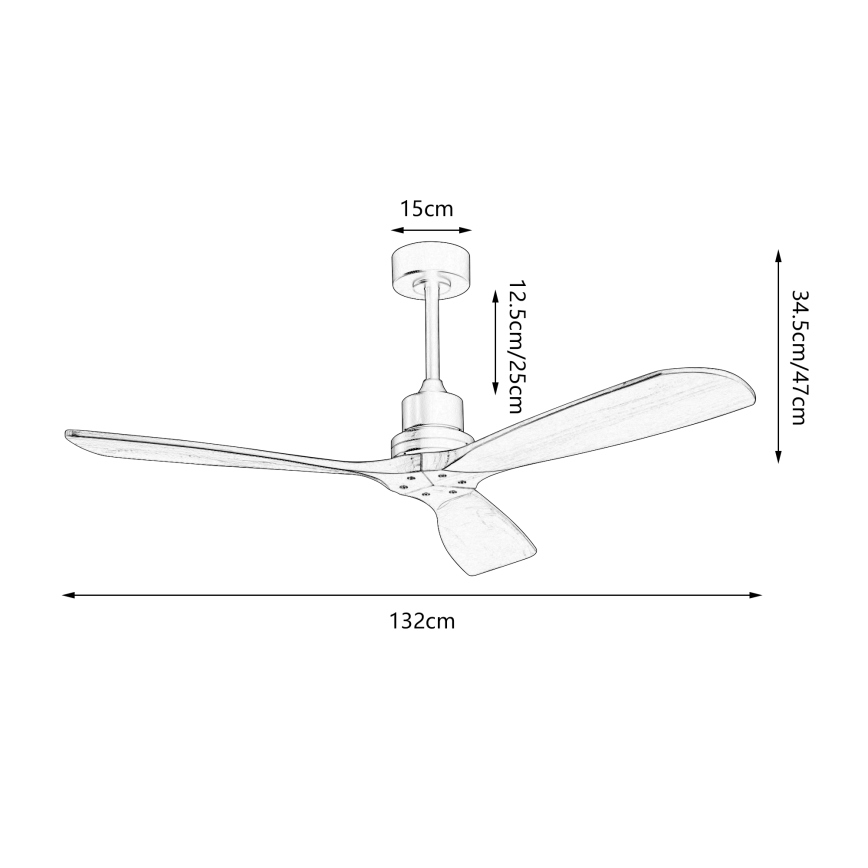 ZEVENTI - Stropni ventilator LIONI Wi-Fi Tuya crna/hrast + daljinski upravljač