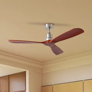ZEVENTI - Stropni ventilator LIONI Wi-Fi Tuya mat krom/hrast + daljinski upravljač