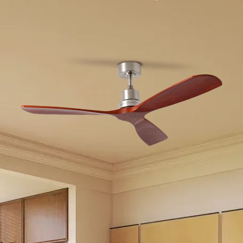 ZEVENTI - Stropni ventilator LIONI Wi-Fi Tuya mat krom/hrast + daljinski upravljač
