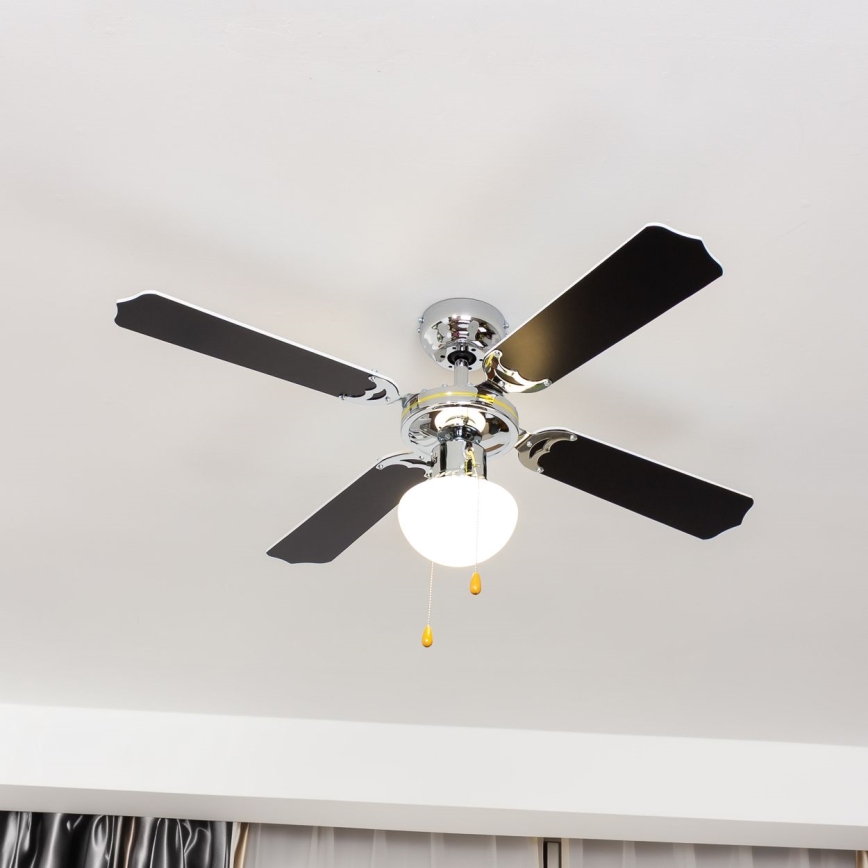 ZEVENTI - Stropni ventilator NAVAGIO 1xE27/60W/230V crna/bijela